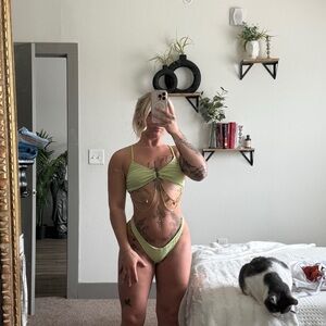 Green Cutout Bikini Set